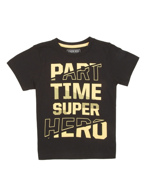 

Cherokee Boys Black & Beige Printed Round Neck T-shirt