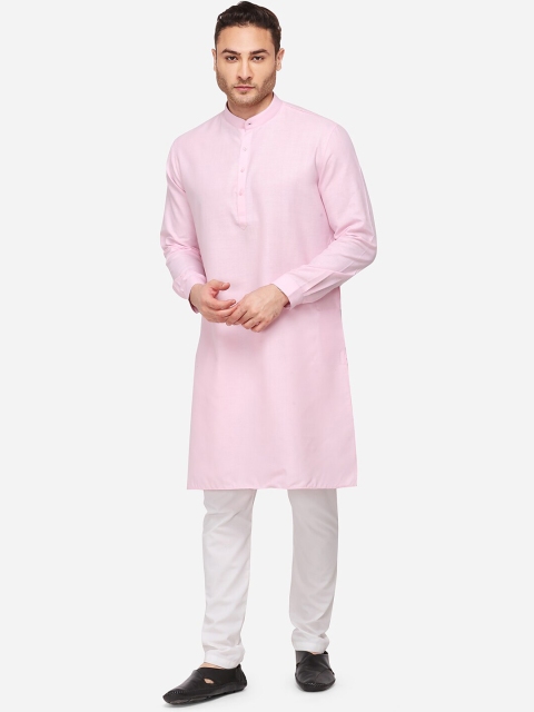 

JADE BLUE Men Pink Woven Design Straight Modi Kurta