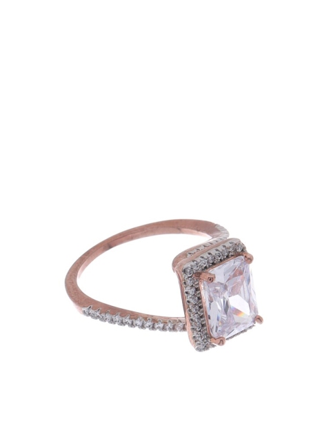 

Tistabene Rose Gold Plated & White AD-Studded Emerald Cut Finger Ring