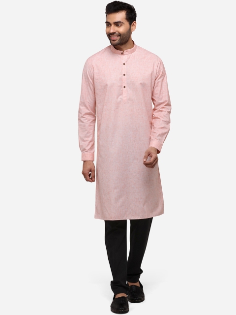 

JADE BLUE Men Pink Solid Straight Modi Kurta