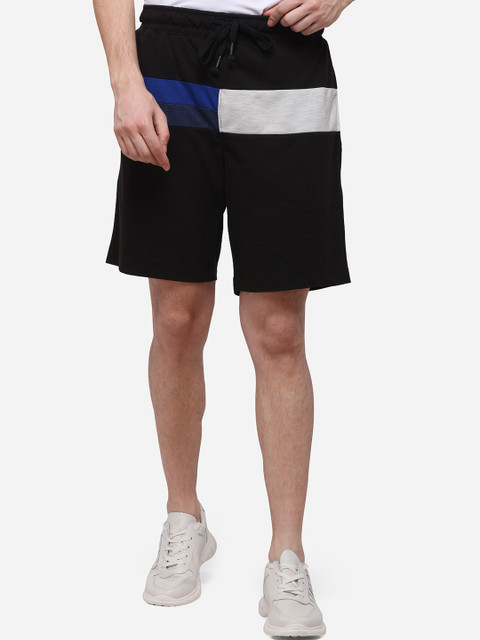

JADE BLUE Men Black Colourblocked Regular Fit Regular Shorts