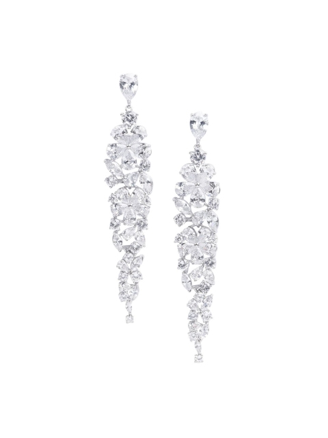 

shaze Silver-Toned Classic Drop Earrings
