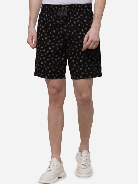 

JADE BLUE Men Black Printed Regular Fit Regular Shorts