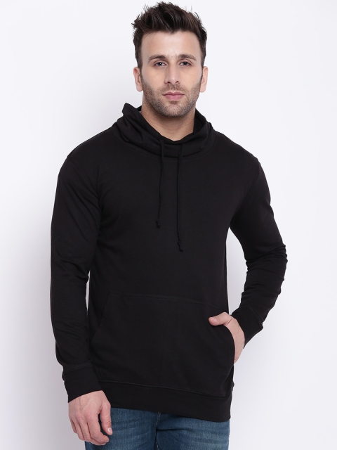 

GRITSTONES Men Black Solid Hooded Sweatshirt