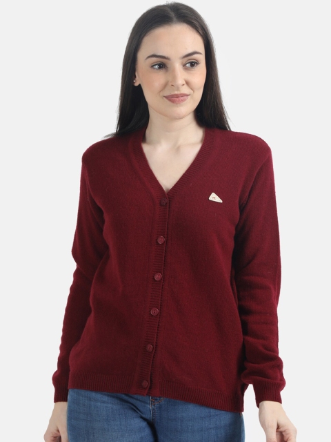 

Monte Carlo Women Maroon Solid Cardigan Sweater