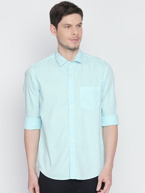

Basics Men Blue Slim Fit Self Design Casual Shirt