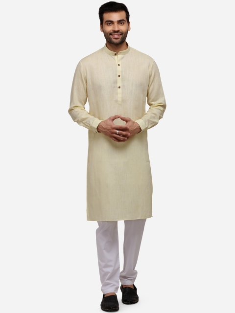 

JADE BLUE Men Yellow Solid Straight Kurta