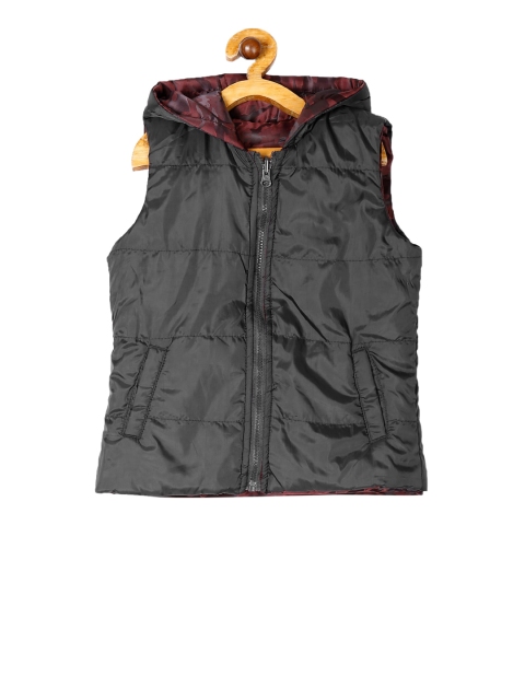 

Cherokee Girls Grey & Maroon Solid Reversible Padded Jacket