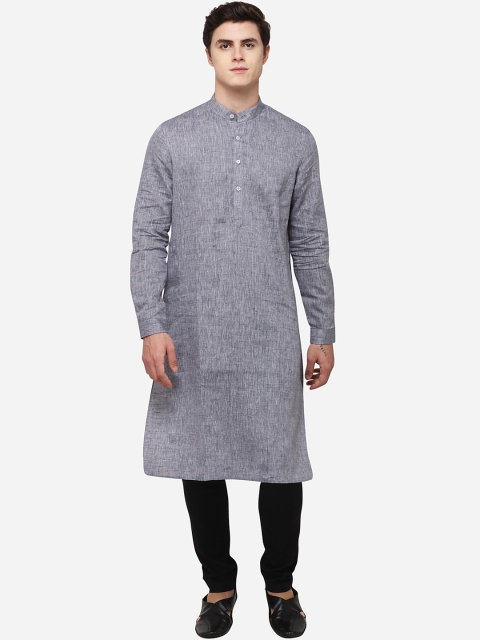 

JADE BLUE Men Grey Solid Straight Modi Kurta