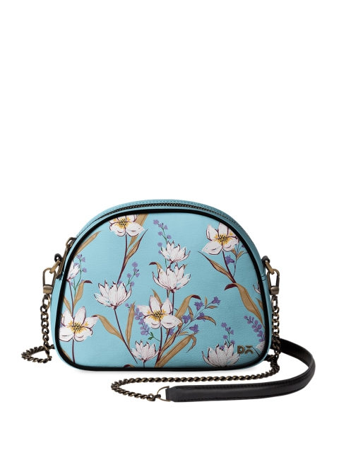 

DailyObjects Turquoise Blue & Brown Floral Printed Sling Bag