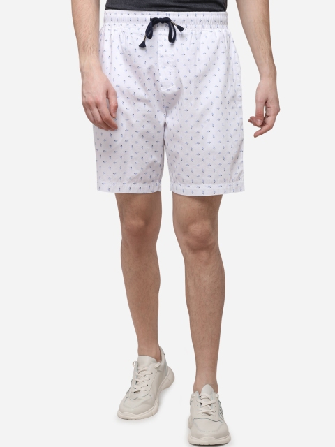 

JADE BLUE Men White Printed Regular Fit Regular Shorts