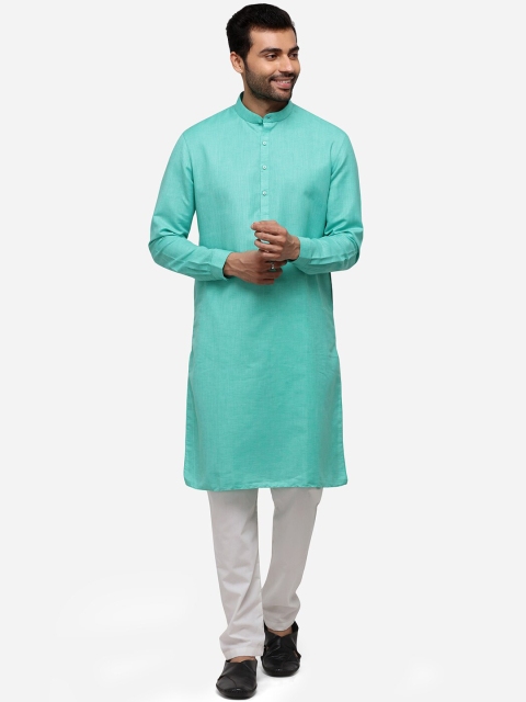 

JADE BLUE Men Sea Green Solid Straight Modi Kurta