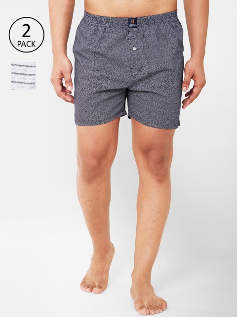 URBAN SCOTTISH Men Pack Of 2 Printed Pure Cotton Boxers, Grey
