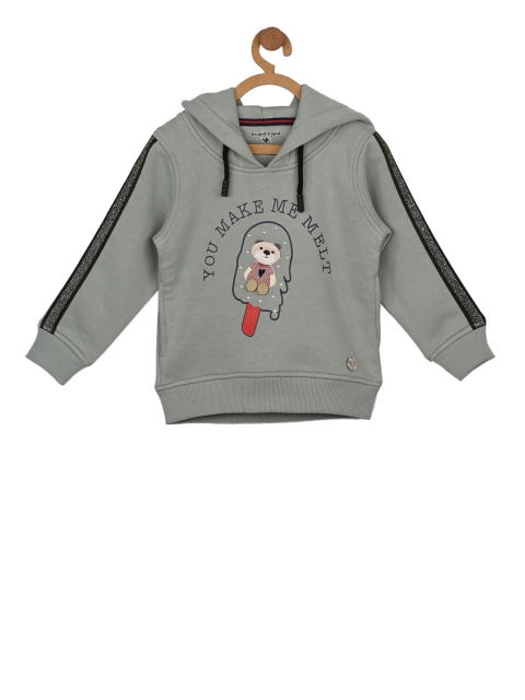 

Stupid Cupid Girls Grey Printed Hooded Sweatshirt