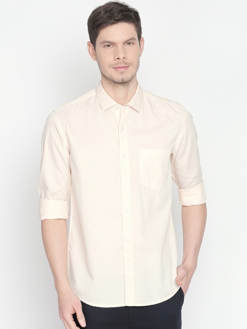 

Basics Men Beige Slim Fit Self Design Casual Shirt