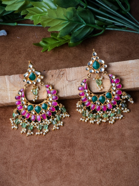

MORKANTH JEWELLERY Gold-Plated & Pink Classic Handcrafted Chandbalis