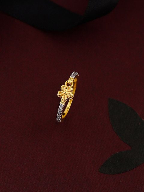 

Tistabene Gold-Plated & White AD-Studded Floral Finger Ring