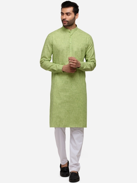 

JADE BLUE Men Green Solid Straight Modi Kurta