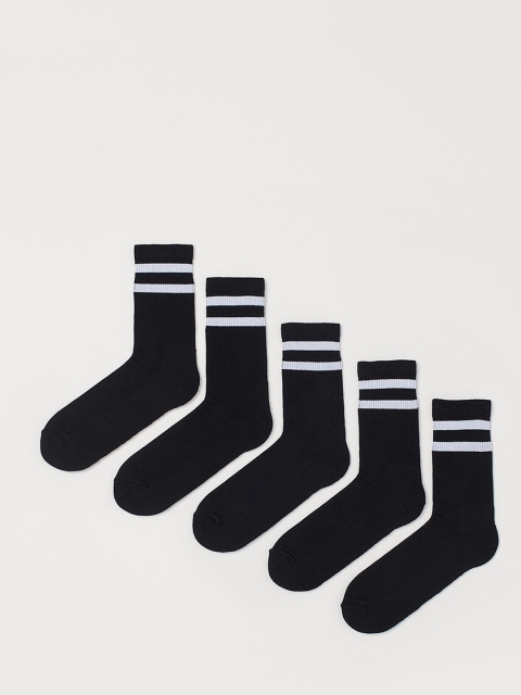 

H&M Men Black & White Patterned 5-Pack Socks