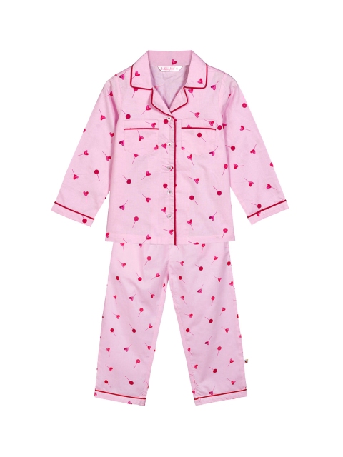 

Budding Bees Girls Pink Printed Night Suit