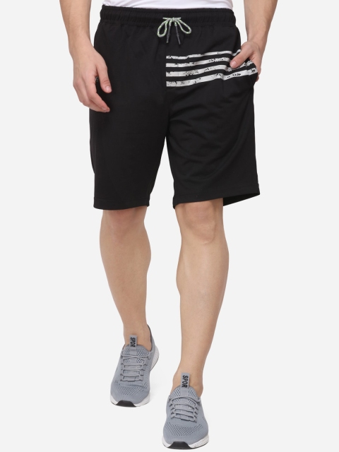

JADE BLUE Men Black Striped Regular Fit Regular Shorts