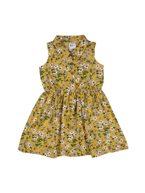 

Doodle Girls Yellow Printed Fit and Flare Dress