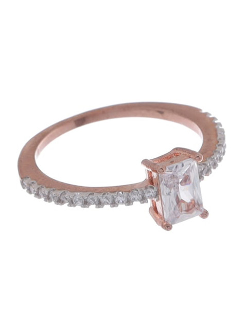 

Tistabene Rose Gold Plated & White Classic Baguette Solitaire Finger Ring