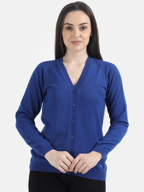 

Monte Carlo Women Blue Solid Cardigan Sweater