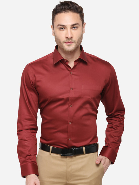 

METAL Men Maroon Slim Fit Solid Formal Shirt
