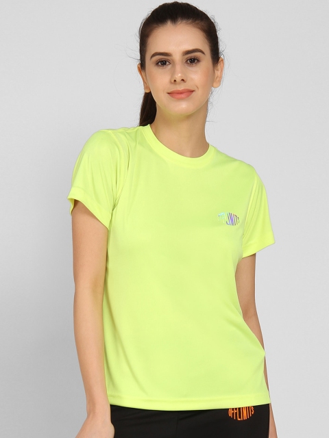 

OFF LIMITS Women Lime Green Solid Round Neck T-shirt