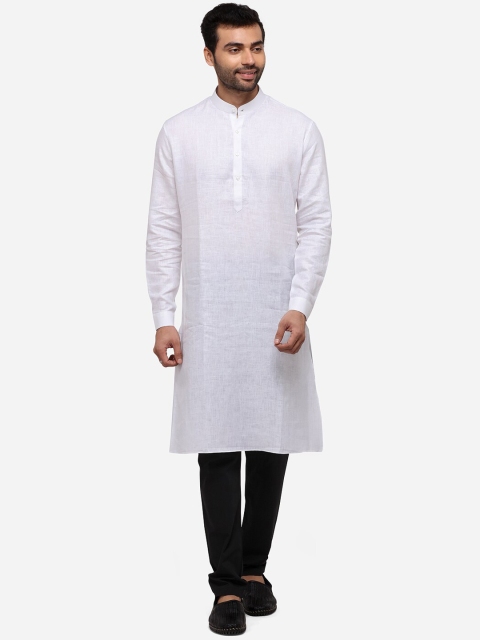 

JADE BLUE Men White Solid Straight Modi Kurta