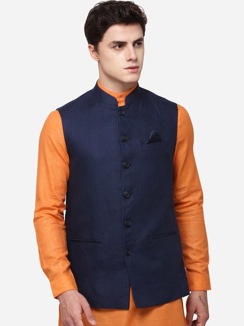 

JADE BLUE Men Blue Solid Corduroy Modi Jacket