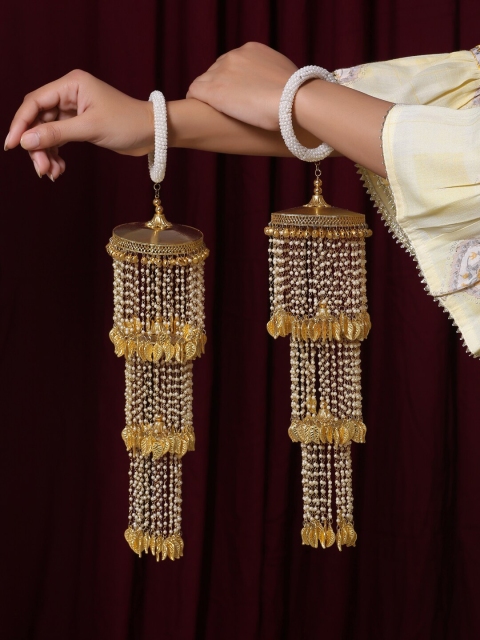 

Shoshaa Women Pack Of 2 Gold-Plated Pearl Studded Kaleeras