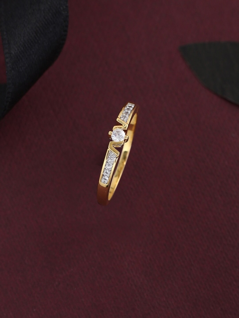 

Tistabene Gold-Toned & White AD-Studded Minimal Band Finger Ring