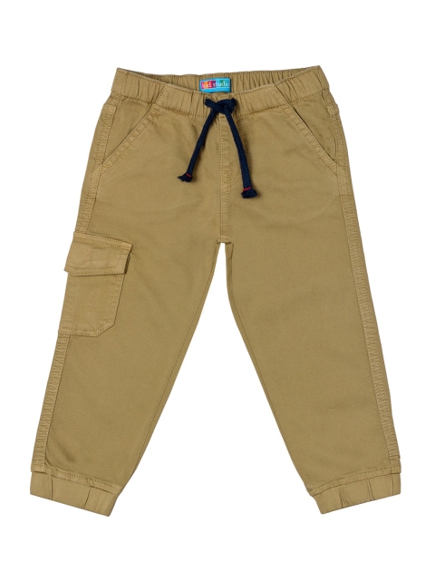 

Kid Studio Boys Khaki-Coloured Solid Joggers