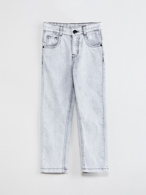 

max Boys Grey Slim Fit Mid-Rise Clean Look Stretchable Jeans