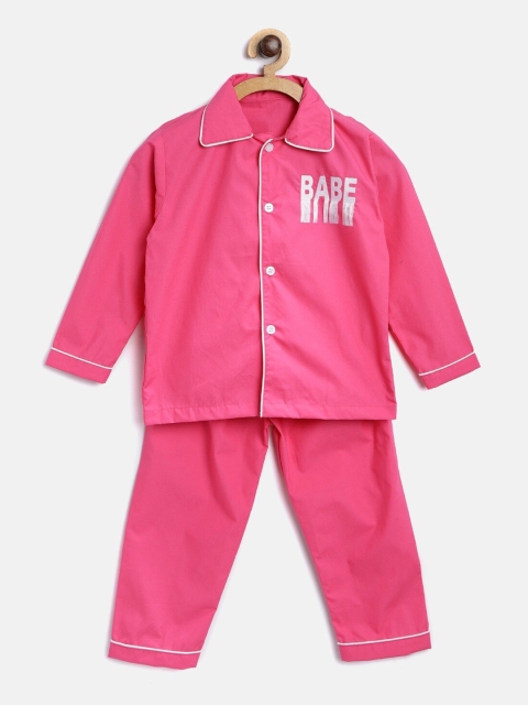 

YK Kids Pink Solid Night suit