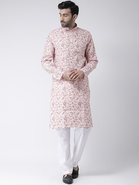 

SG LEMAN Men Pink & Purple Printed Kurta with Trousers