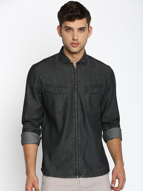 

Basics Men Black Slim Fit Solid Casual Shirt