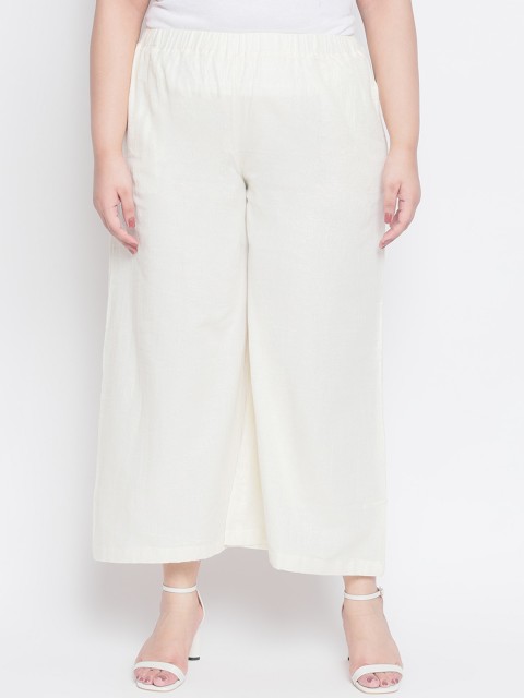 

Amydus Women White Solid Wide Leg Palazzos