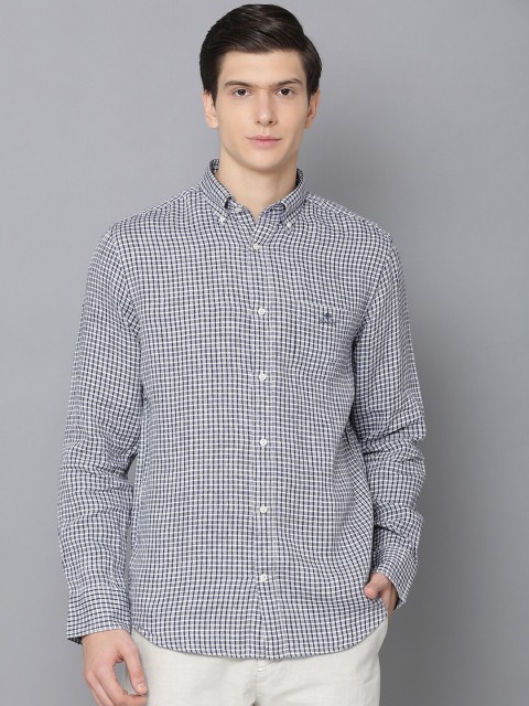 

GANT Men Grey & Blue Regular Fit Checked Casual Shirt