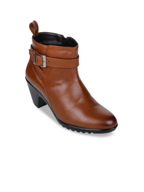 

Bruno Manetti Women Tan Solid Heeled Boots