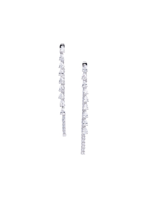 

shaze Silver-Toned Classic Drop Earrings