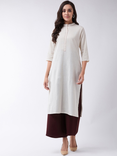 

InWeave Women Off-White Solid Straight Kurta