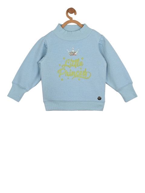 

Stupid Cupid Girls Blue Printed Sweatshirt
