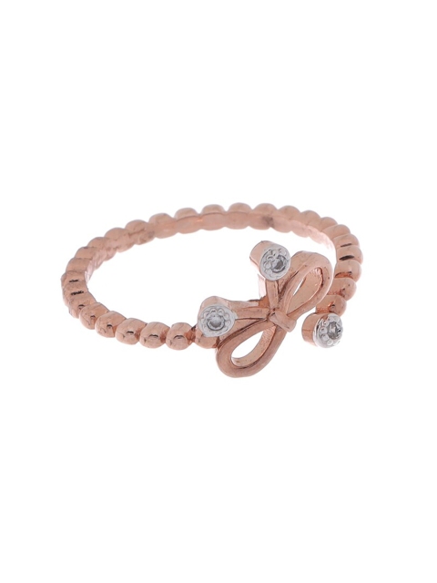 

Tistabene Rose Gold Plated & White AD-Studded Butterfly-Design Finger Ring