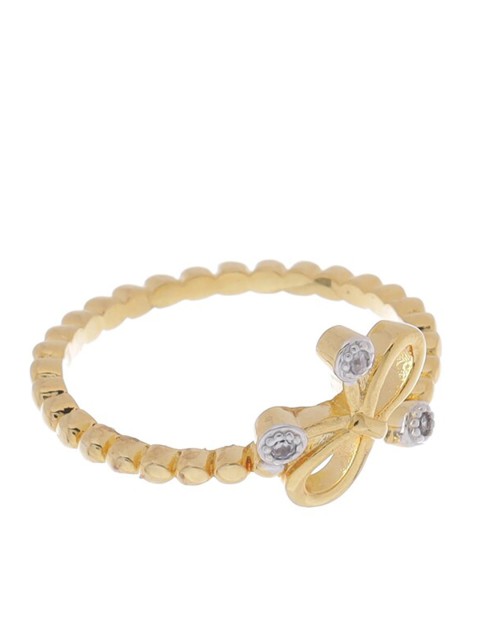 

Tistabene Rose Gold-Toned & White AD-Studded Butterfly-Design Finger Ring