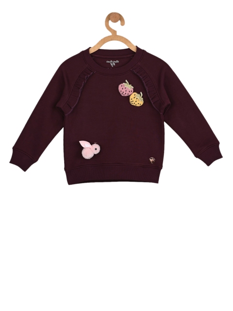 

Stupid Cupid Girls Burgundy Solid Sweatshirt
