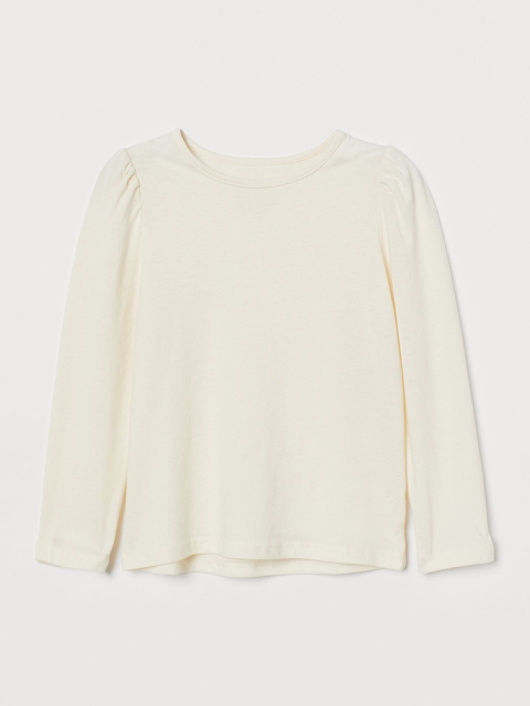 

H&M Girls White Puff-Sleeved Top