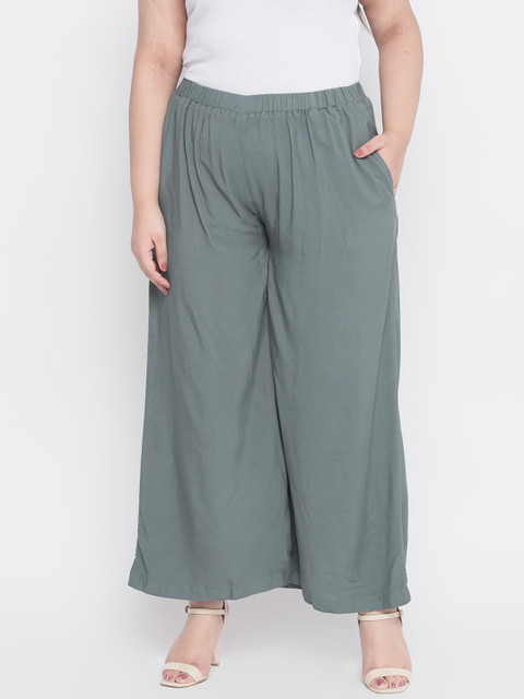 

Amydus Women Green Solid Wide Leg Palazzos